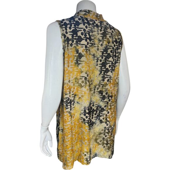 LOGO by Lori Goldstein Tie Dye Clip Jacquard Sleeveless Top Champagne Medium - Picture 7 of 14